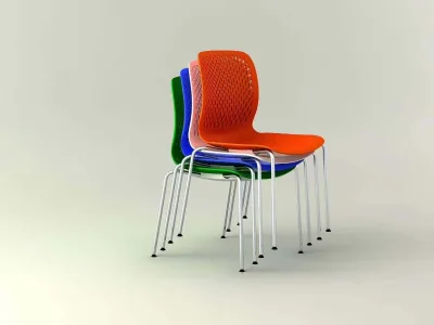 Chromed Leg Restaurant PP Plastic Stackable  Dining Chair