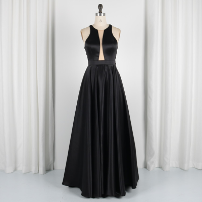 Real Picture Fiesta Party Evening Gown High Waist Appilqued Satin Long Plus Size Black Lace Prom Dresses
