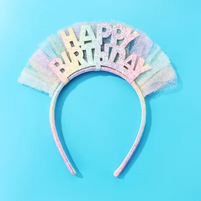 Children's Headbands Cute Cartoon Colorful Birthday Party Girl Headbands Simple Letter Hair Accessories