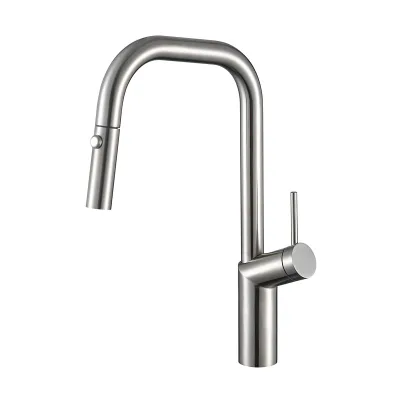 Pull Down Sprayer Brushed Nickel Kitchen Faucet Stainless Steel Kitchen Faucet
