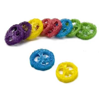 Different Color Natural Loofah Slice Tooth Grinding Cleaning Chew Toy Small Pets Toys for Hamster Rabbit Grinding Products