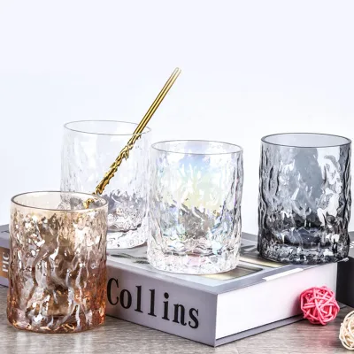 Creative Bark Pattern Glass Water Cup Modern Home Breakfast Tea Office Coffee Colorful Whiskey Wine Glass Bar Gift Purpose