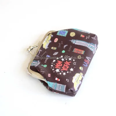 Custom logo Printed New York Tourist Souvenir Leather Coin Purse Bag Women Clutch Purse