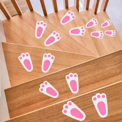 Easter Bunny Paw Print Stickers Rabbit Footprints Floor Decals Easter Bunny Feet Floor Stickers