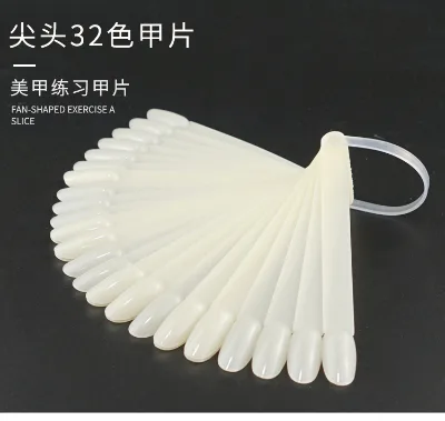 32 PCS False Nail Tips Nature Clear Fan Practice Display UV Gel Polish Tool Swatch Sticks Nail Art Display Nail Tips