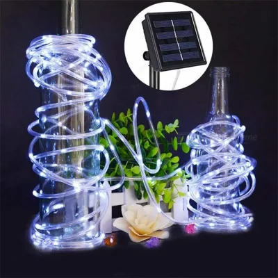 High Quality Garden Wedding Decor 100 LED Solar Powered Outdoor Waterproof Tube Light Copper Wire Fairy Lights