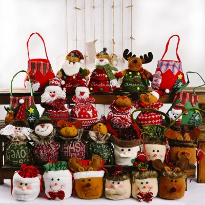 High Quality Eco-friendly Cotton Bags for Christmas Christmas Gift Bags Candy Bag Christmas Decoration Supplies
