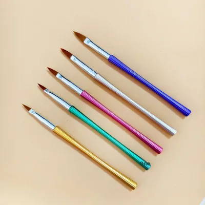 Source Factory Nail Art Brush Set Crystal Carving Pen Five-Color Handle Long Pole Style Professional Nail Art Pen New Arrival
