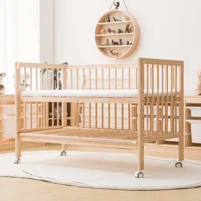 High Quality Modern Design Convertible Mini Crib and Twin Bed Custom Natural Wood Toddler Baby Bed