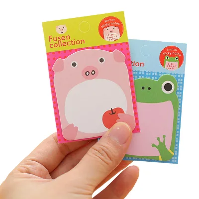 Hot Selling Kawaii Cartoon ZOO Bookmark Creative Student School Stationery with Removable Notepad Sticky Notes Made of Paper