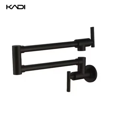 kitchen faucet luxury Modern Stainless Steel Kitchen Faucet Dual Handle Folding Two Wall Mounted Blackened Flexible Pot Filler Kitchen Faucet Luxury