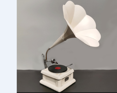 Iron Gramophone Phonograph Turntable Record Player Indian Vintage Gramophone Handcrafted With Wooden Square Box
