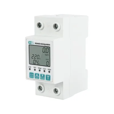 2P WiFi Smart Automatic Reclosing Protector W/ Bidirectional Energy Metering for DIN Rail (Tuya Smart), 110-275V