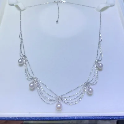 925 Silver Natural Freshwater Rice Shape Loose Pearl Necklace High Quality Sweet & Elegant Birthday Gift Wholesale