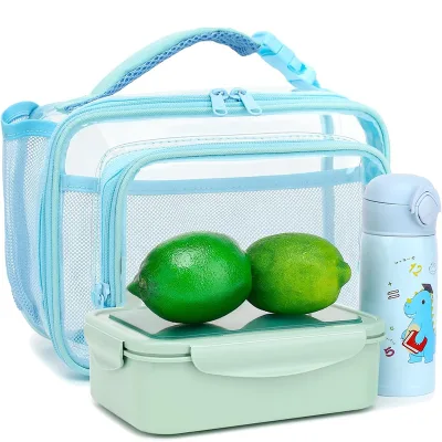 Fashionable Transparent Stadium Clear PVC Plastic Lunch Tote Bag Reusable Durable Lunch Bag