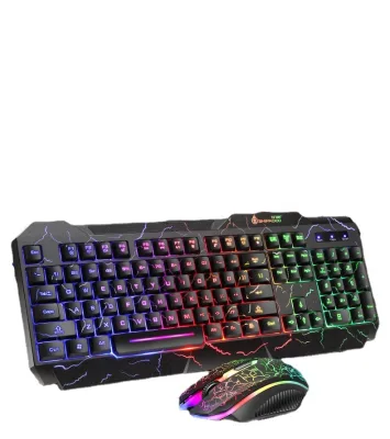 D620 Wired Gaming Keyboard and Mouse Combo 104 Keys RGB Backlit Cracked Mechanical Feel Waterproof USB Gaming Keyboard Mouse Set