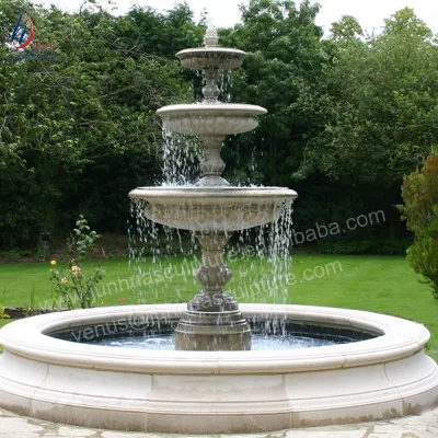 3 Tiers Garden Stone White Marble Water Fountain Drawing