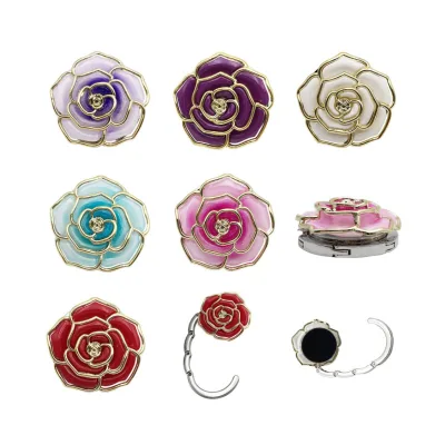 Portable Metal Flower Bag Hanger Table Handbag Holder Purse Hook Folding Table Hook for Women