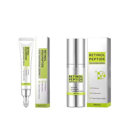 Private Label Retinol Peptide SkinCare Set Tightening Facial Serum Eye Cream Anti Aging Reduce Fine Lines Firming Facial Eye Kit