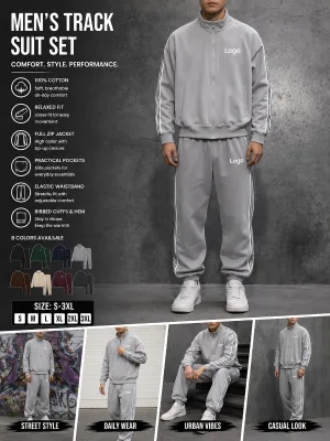 2025 Custom Men's Hip Hop Track Suit Windbreaker Jacket Zip Baggy Sweatpants Embroidered Logo Manufacturers Clothing Activewear