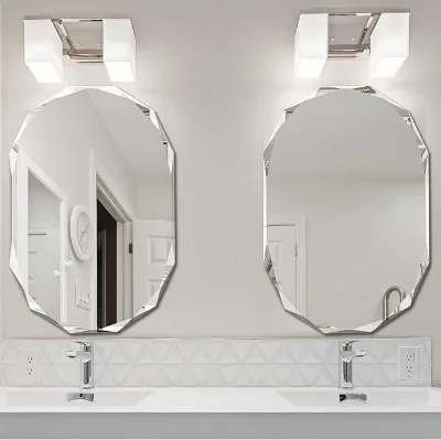 Modern Style Self-Adhesive Diamond Edge Bathroom Wall Mirror Half Body Beveled Glass Pattern Makeup Explosion-Proof