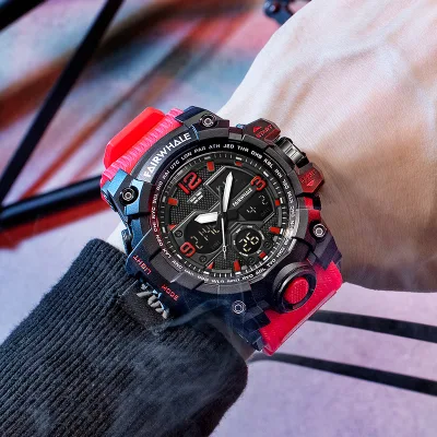 Fashion Sport Running Timer Chronograph Digital Wristwatches for Boy Men's Classic Rubber Strap Electronic Watches