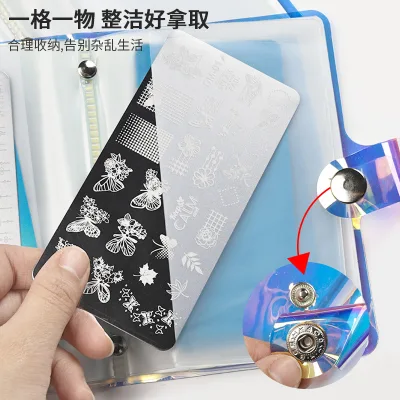Hot Sell Aurora Laser Nail Art Stamp Plates Organizer 20 Slots Rectangle Image Holder Double Side Nail Stamping Plate Case