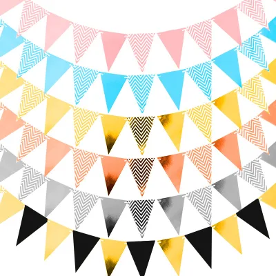 Wholesale Birthday Decorations Festive Party Decoration Birthday Banners Wave Patterned Flags Hot Stamping Party Supplies