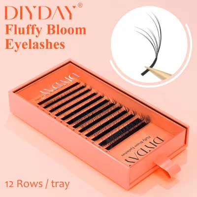 DIYDAY Machine Made PBT Layered Camellia Eyelashes LB LC LD LU(M) Fluffy Bloom False Lashes Multi-layer Easy Fan Eyelash