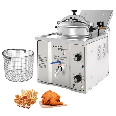 16L 16 Mini Electric Frying Chicken Home Vacuum Counter Table Top Fryer Small Countertop Basket High Pressure Deep Fryer Machine