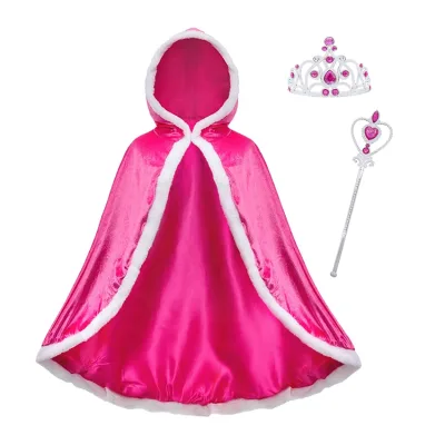 Fancy Girls Princess Dress Cloak Cosplay Warm Cappa Outfits Princess Costume Decorations Kids Dress Cape