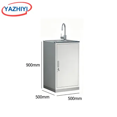 YAZHIYI Stainless Steel Medical Hand Washing Sink Cabinet Single Door Lockable Washing Station For Clinic Hospital Lab