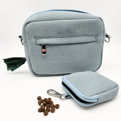 Eco-Friendly Fashion Outdoor Travel Nylon Waterproof Crossbody Dog Walking Waist Bag with Water Bottle Holder Dog Treat Pouch