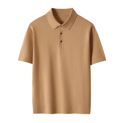 New Cashmere Short Sleeve Men's T-Shirt Thin Polo Shirt with Collar Business Style K Base Layer XL