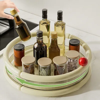 Rotating Storage Rack for Seasonings, Multi-functional Oil Bottle and Jar for Kitchen Countertop, Storage Rack for Seasonings