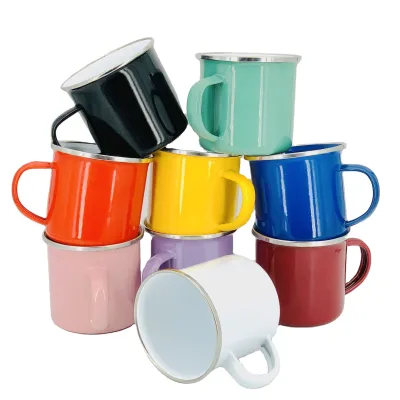 Wholesale Custom logo Size 12oz 15oz Sublimation Camping Tea Coffee Enamel Cup Mug with Handle