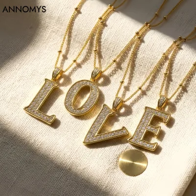 Hot-selling 925 Silver 18K Gold Plated D-color Moissanite Hip-hop Pendant 26 English Letters Trendy Women's Necklace Spacer