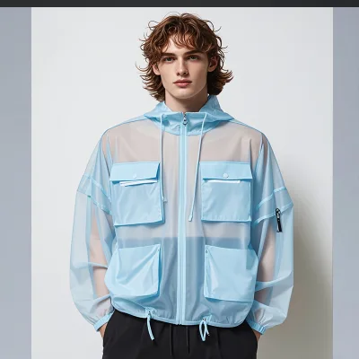 B2B High - Demand, Mens Comfortable Hooded Sun Jacket, Customizable Collar Hood Structure for Apparel Brands