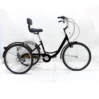 24-Inch Steel Trike Senior Pedal Tricycle Three Wheel Bicycle Manpower Tricycle