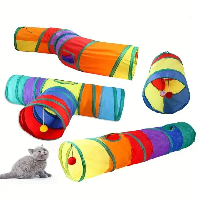 Collapsible Cat Playing Tunnel Pets Toys Connectable Cat Tunnel Cat Tube Toys Foldable Drill Hole Kitten Colorful Pet Toys
