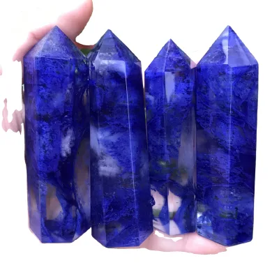 Wholesale Natural Blue Smelting Quartz Crystal Wand Points Healing Point for Decorative