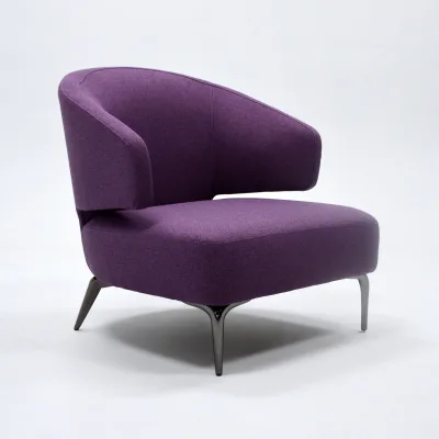 High Quality Modern Metal Frame Purple Velvet Chair for Bedroom Leisure Living Room Hotel leisure chair with Stainless Steel Leg