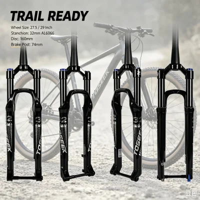 TOSEEK Lightweight MTB Air Fork 27.5 29er 120mm 32mm Stanchion Aluminum 6066 15x110 Boost Lockout Adjustable Rebound XC Racing