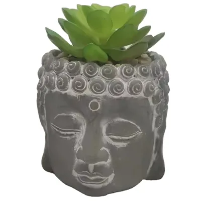 Buddha Decor Cement Statue with Succulent Plant Display Outdoor Garden Statue for Home Decor