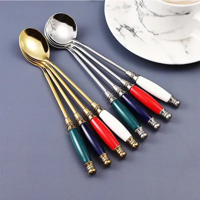 High-Value Stainless Steel 304 Long-Handled Dessert Spoon for Parties for Coffee Household Use Premium Tableware Perfect
