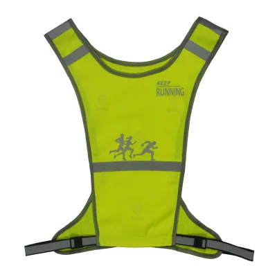 Rechargeable LED Flash Running Vest 6 LED Lights High Visibility Orange/Yellow Reflective Polyester Customized Logo Safety