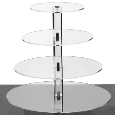 Eco-friendly 4 Tier clear Cupcake Stand High Quality Round Transparent Acrylic Cupcake Stand