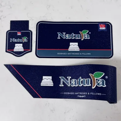 100% Polyester Printed Soft Satin Ribbon Printed Wash Care Label for Mattress Sewing Custom Logo