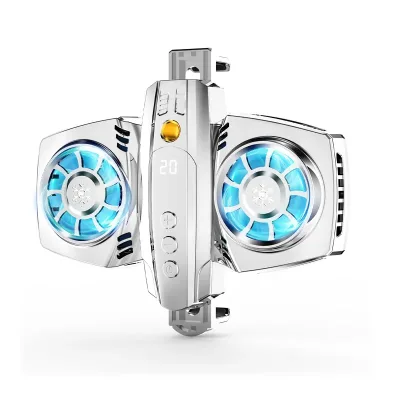 K4 Phone Cooler Fast Dual Fans Cell Phone Radiator Live Streaming Mobile Gaming Power Bank LED Temperature Display Cooling Fan