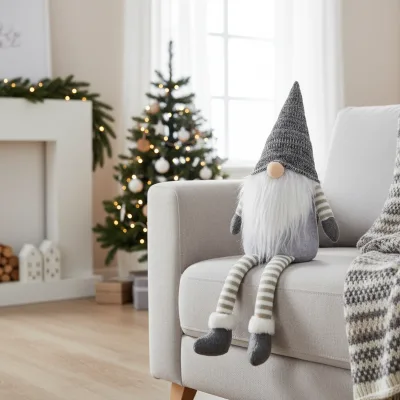Small MOQ Decoration Natale Stuffed Gnome Grey Felt Plush Doll Nordic Minimalist Christmas
